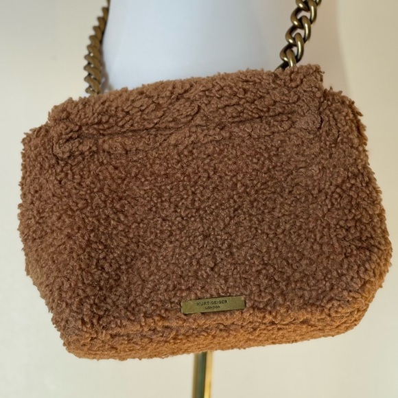 Kurt Geiger Kensington Faux Fur Plush Crossbody Bag Brown Camel - Picture 7 of 8